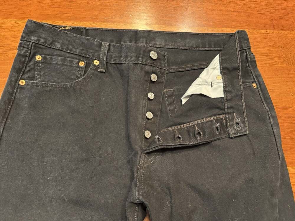 36x32 Levi’s 501 Jeans Black Denim Button Fly Pants